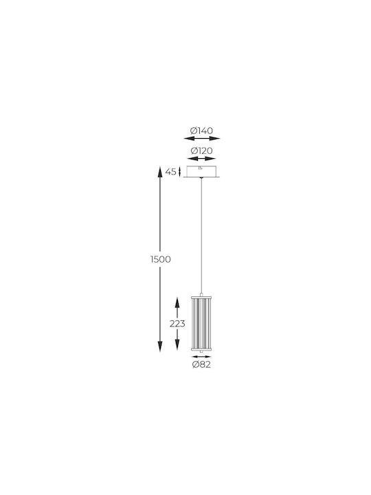 Elmark Κρεμαστό Φωτιστικό Χρυσό LED 14x150x150εκ.