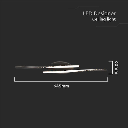 V-TAC Deckenleuchte 94.5cm Schwarz mit Integrierter LED