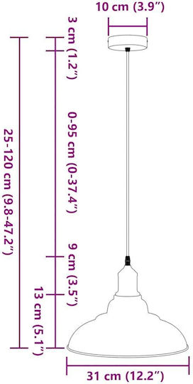vidaXL Adjustable Green Pendant Ceiling Light with E27 Socket 31x31cm