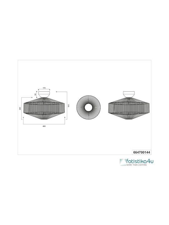 Trio Lighting Deckenleuchte 46cm Beige mit Fassung E27
