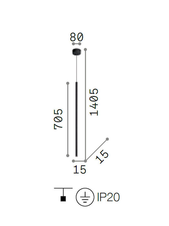 Ideal Lux Filo Sp1 Pendant Light Pink 80cm