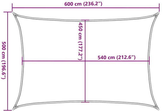 vidaXL Ορθογώνιο Πανί Σκίασης Μπλε 5x6m