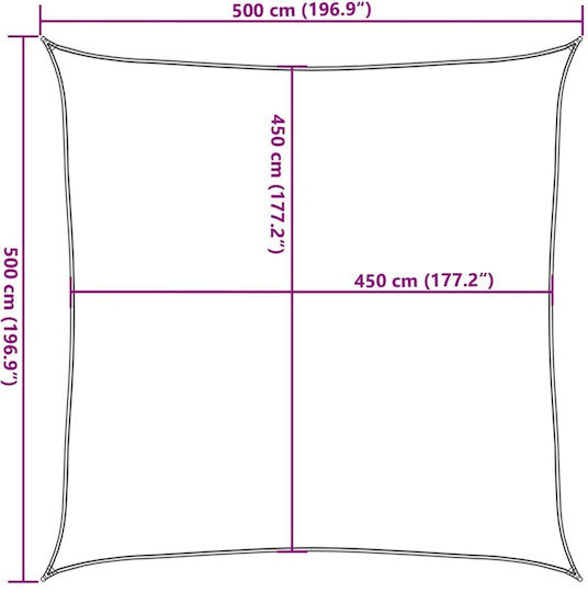 vidaXL Square Shade Sail Yellow 5x5m 160gr/m²