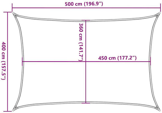 vidaXL Rechteckig Sonnensegel Blau 4x5m