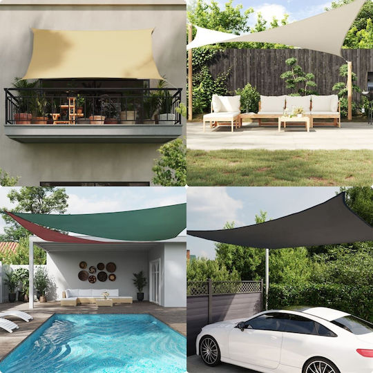 vidaXL Triangle Shade Sail Black With Hoop & with PU Coating 3x4x4m made of Oxford fabric
