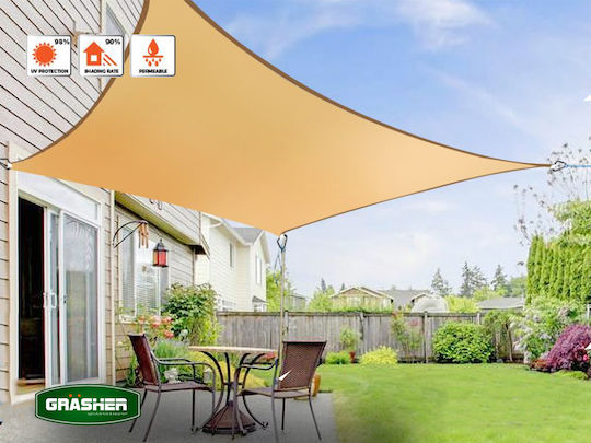 Grasher Ε220 Square Shade Sail Beige With Hoop 3.6x3.6m 180gr/m²