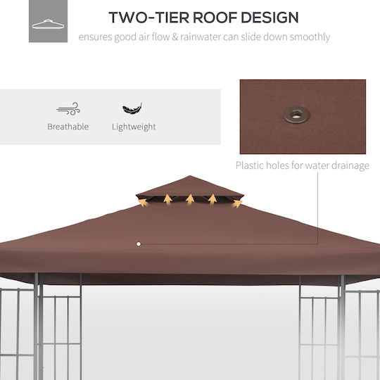 Outsunny Gazebo Κάλυμμα για Κιόσκι Καφέ 3x3m