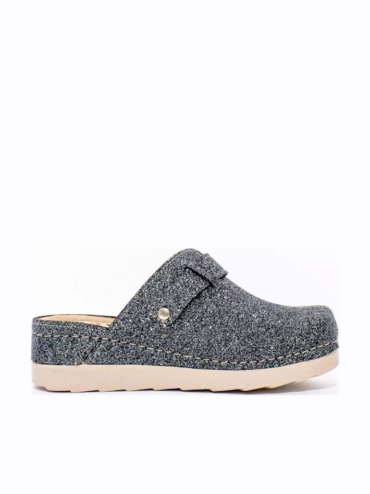 Vesna Women's Leather Anatomic Clogs Pearl Black