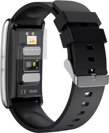 Aoke GH23 Smartwatch with Heart Rate Monitor (Black Case / Black Silicone Strap)
