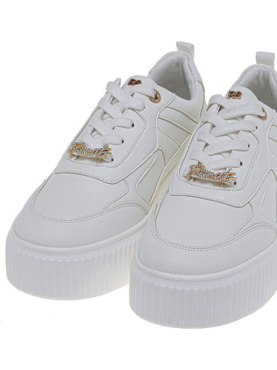 Damentaschen Sneakers Weiß Hell Gold