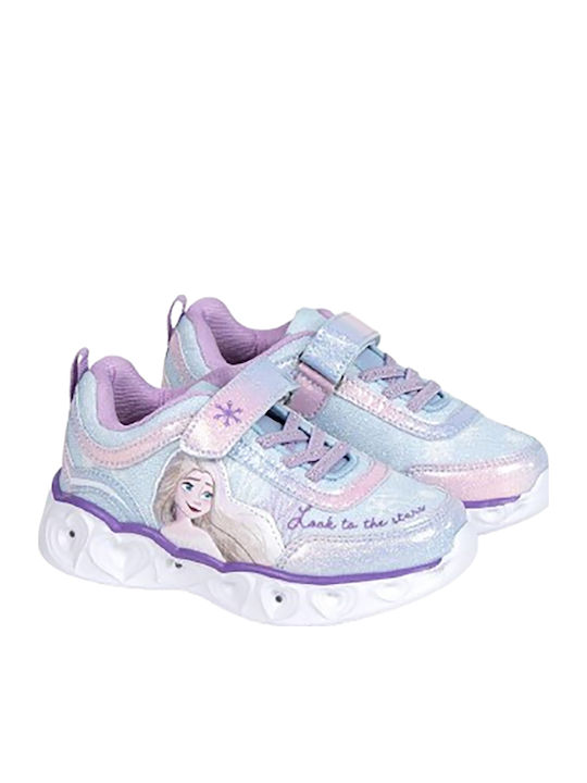 Παιδικά Sneakers Ανατομικά με Σκρατς & Φωτάκια Λιλά
