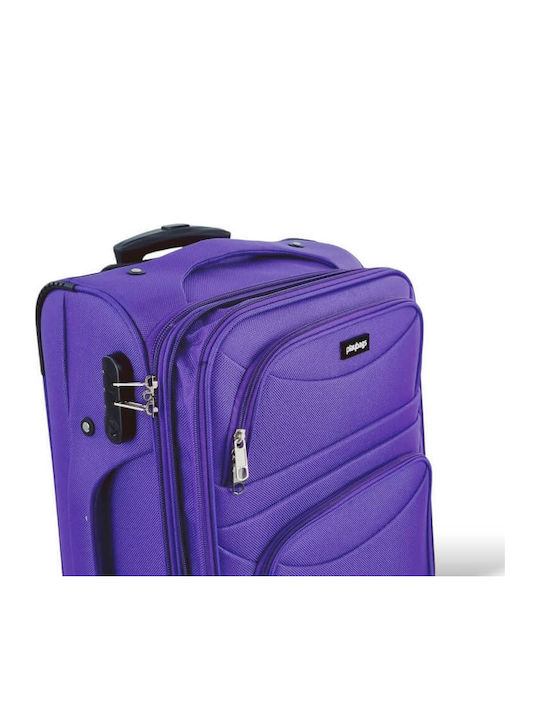 Playbags Valiză De Călătorie Cabină Din Material Textil Violet Cu 4 Roți Înălțime 56 Cm