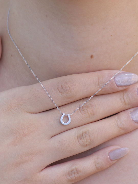 Necklace Horseshoe from White gold 18k with Diamond