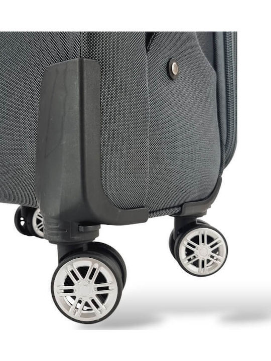 Playbags Βαλίτσα Ταξιδίου Καμπίνας Υφασμάτινη Γκρι με 4 Ρόδες Ύψους 56εκ.