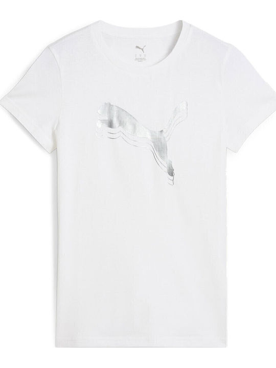 Bluza Damă Sport Tricou Alb-Metalic Argintiu