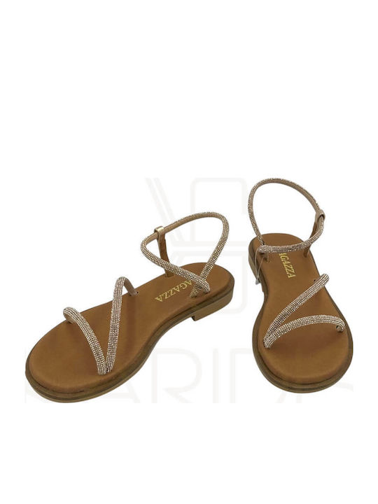 Sandale Casual Damă Din Piele Aurii