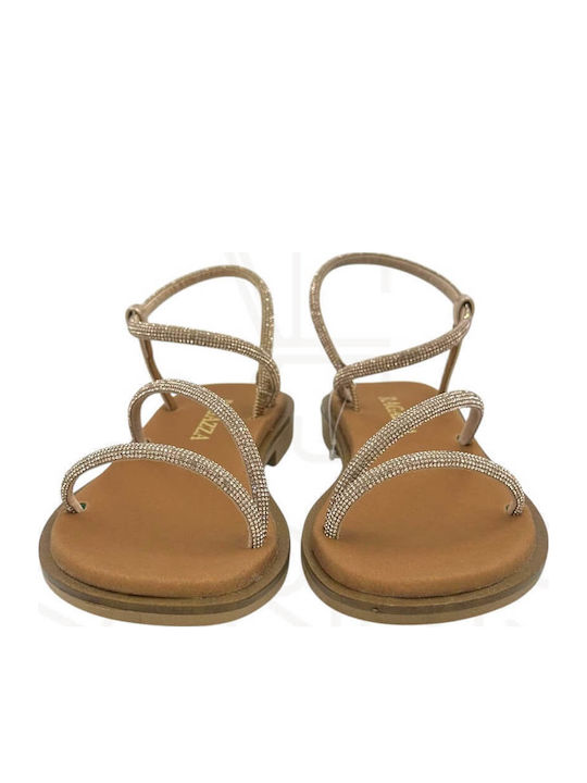 Sandale Casual Damă Din Piele Aurii