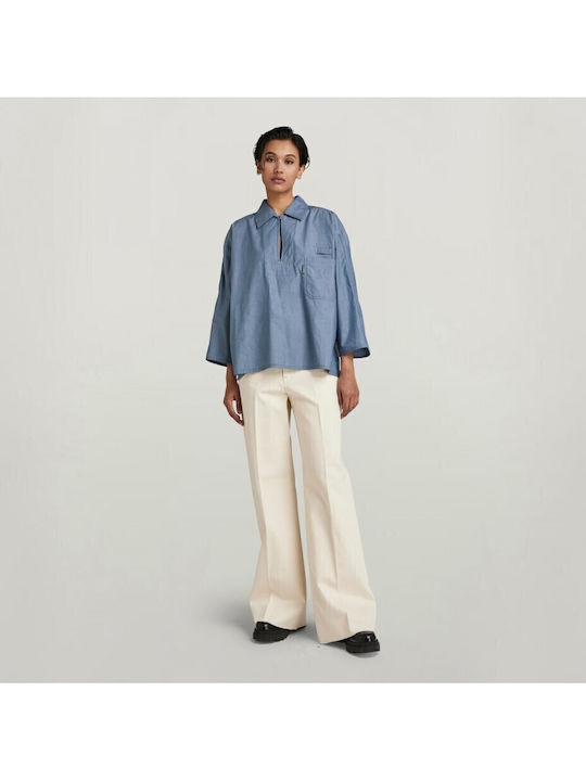 Langärmelig Damen Hemd Blue