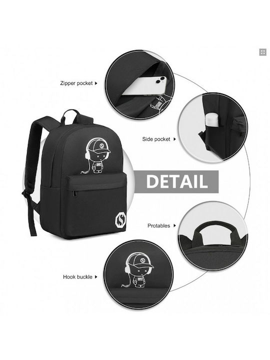 Miss Lulu Backpack Backpack for 15.4" Laptop Black EQ2360