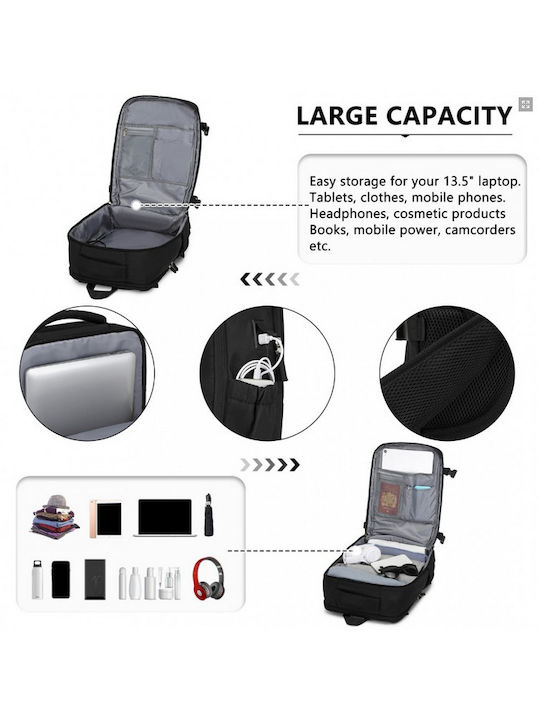 Miss Lulu Miss Lulu Rucksack Für Laptop 13.5 Mit USB-Anschluss In Schwarz