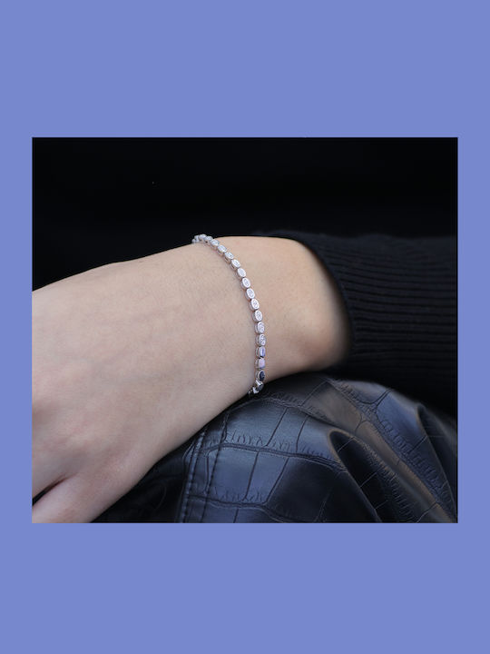 Women's Riviera Bracelet in White Gold 18K with Diamond 18cm