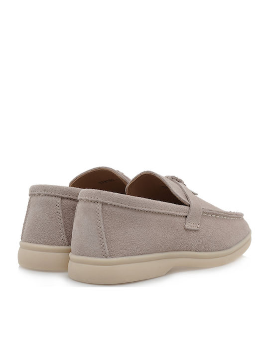 Suede Moccasins Beige
