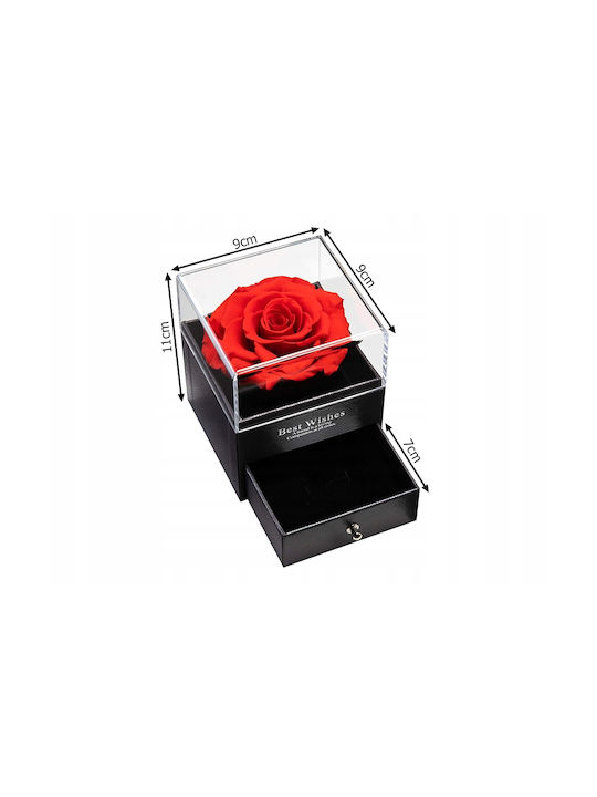 Jewelry Box Preserved Rose Zola 1 Drawer Gift Bag Greeting Card 11 X 9 X 9 Cm Black