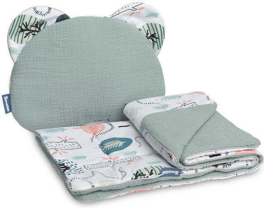 Sensillo Musselin-Set Kinderwagen Smaragd Igel