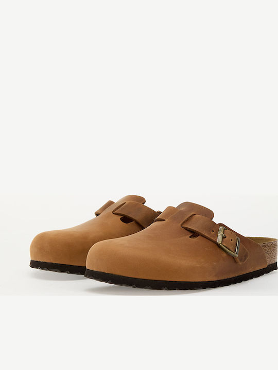 Boston Men's Leather Slippers Beige