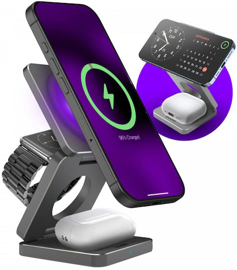 Buddi 15W Черен (Power 3-σε-1 MagSafe & Qi2)