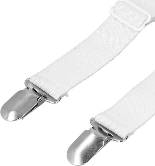 Set 2 Elastische Gurte Befestigung von Bettlaken Zola Verstellbare Länge 50-100 cm Weiß
