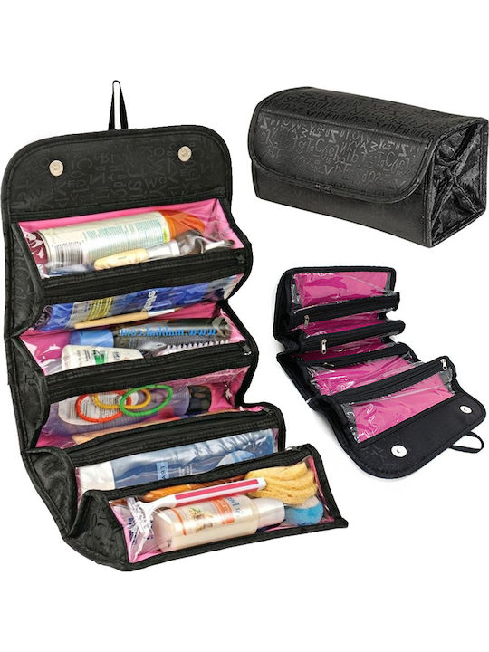 Geantă Organizator Parfum Cosmetic Tecos Ideală pentru Călătorii Denim Negru 4 Compartimente Negru