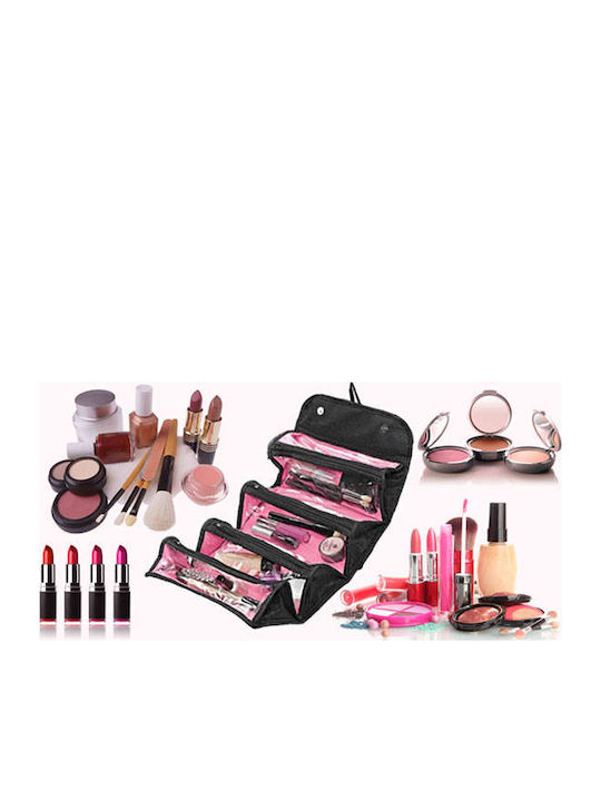 Geantă Organizator Parfum Cosmetic Tecos Ideală pentru Călătorii Denim Negru 4 Compartimente Negru