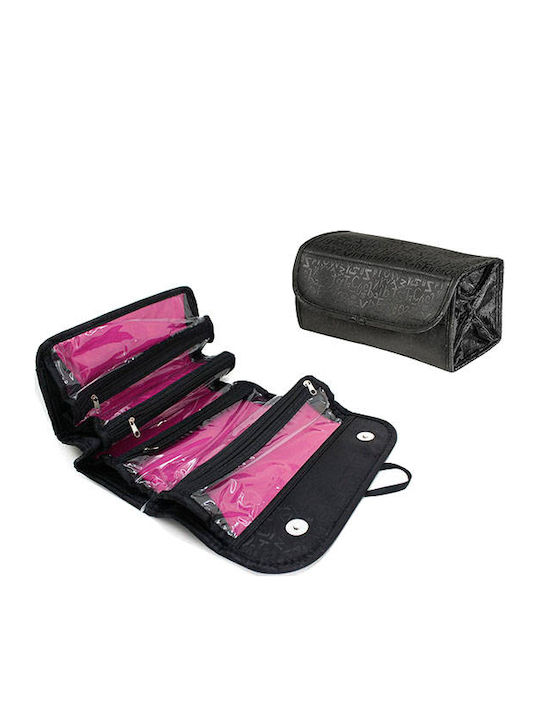 Geantă Organizator Parfum Cosmetic Tecos Ideală pentru Călătorii Denim Negru 4 Compartimente Negru
