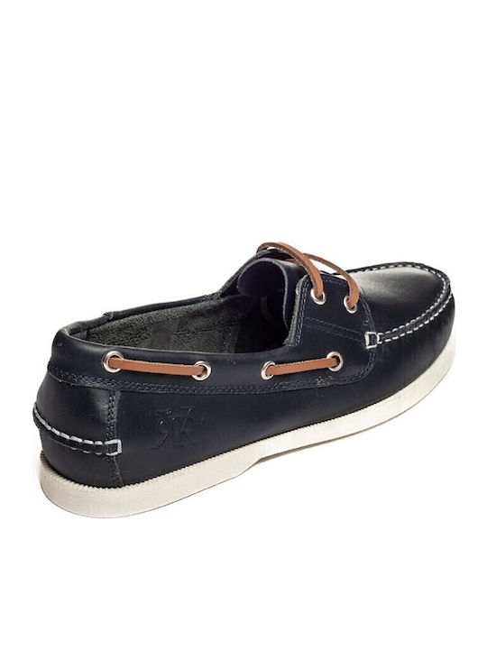 Pantofi Mocasini Bărbați Boat Shoes Din Piele Albastru Închis