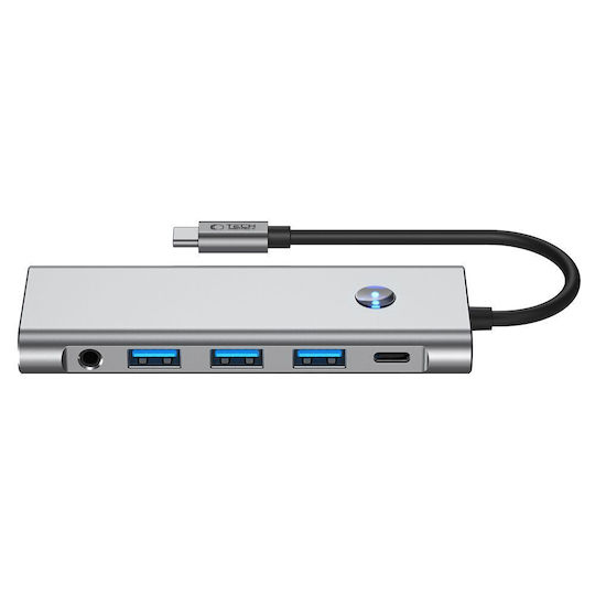 Tech-Protect HB04 USB-C Docking Station με HDMI 4K PD Ethernet Γκρι