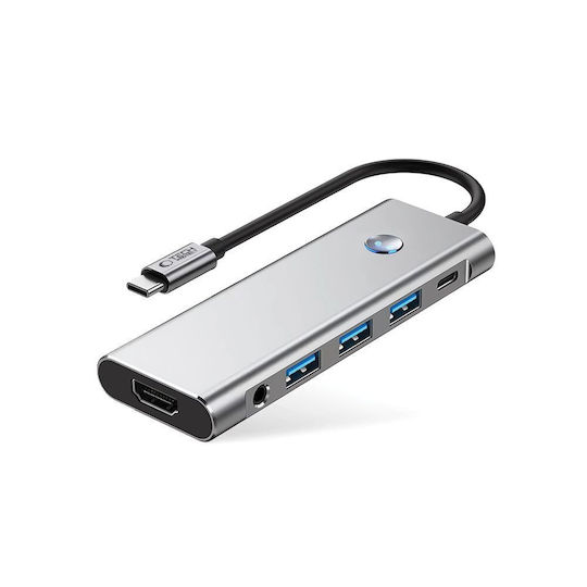 Tech-Protect HB04 USB-C Docking Station με HDMI 4K PD Ethernet Γκρι