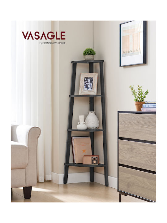 Vasagle 4-Tier Corner Shelf Bookcase or Plant Stand Grey Black