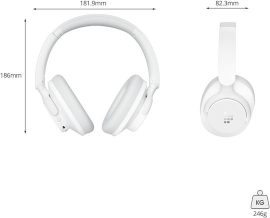 Tronsmart Sounfii Q20 Ασύρματα / Ενσύρματα Over Ear Ακουστικά με 60 ώρες Λειτουργίας Λευκά