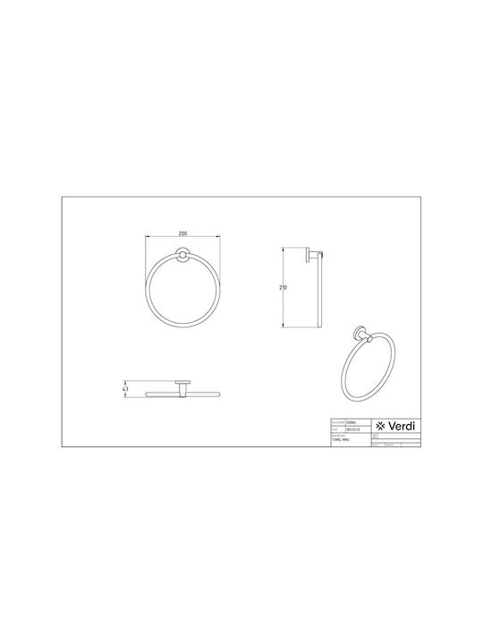 Verdi Sigma Single Wall-Mounted Bathroom Ring Bronze