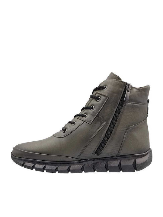 Leder Stiefeletten Damen Grün
