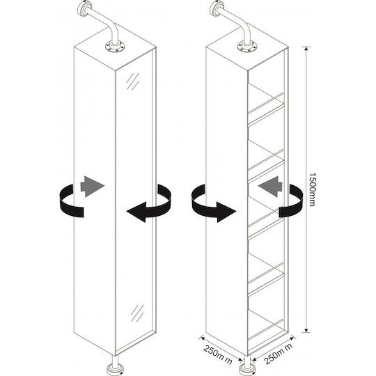 Coloană de baie Inter Ceramic Blake Icp 2525mb Mdf Rotativă Rezistentă la Umiditate 1500x250 mm Negru