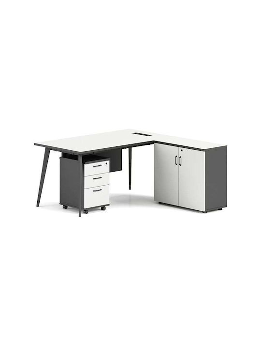 Τραπέζι Συνεδριάσεων Status Ξύλινο Grey, Άσπρο 180x80x75εκ.