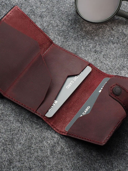 Hiker Δερμάτινο Ανδρικό Πορτοφόλι με RFID Μπορντό