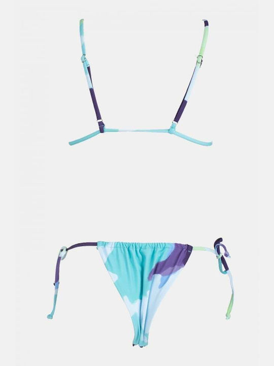 Set Bikini Set De Bikini Cu Burete Detașabil Tie Dye - Verde Turcoaz