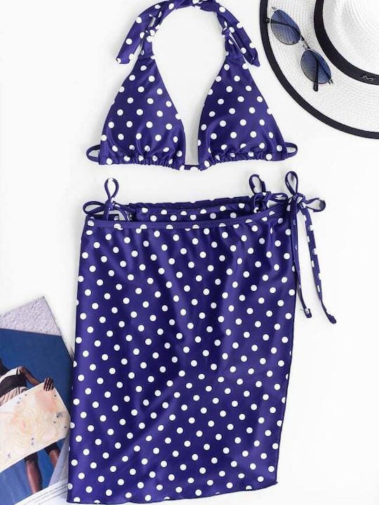 Set Bikini Set De Bikini Triunghi Cu Burete Detașabil Cu Buline Violet