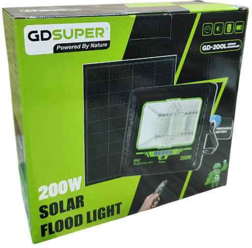 Gdsuper Waterproof Solar LED Flood Light 200W Cold White 7500K with Remote Control IP67