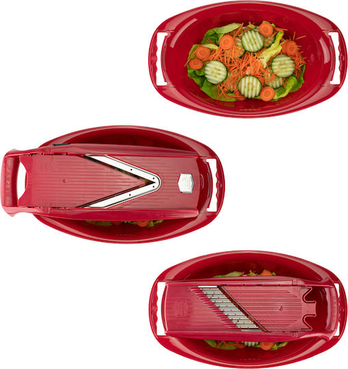 Borner Küchen-Schneide- und Schneidewerkzeuge Μπωλ Συλλογής Λαχανικών Οβάλ 38x23x10cm Κόκκινο
