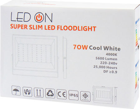 Led On 220-240vac Προβολέας LED 70W Φυσικό Λευκό 4000K