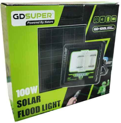 Gdsuper Στεγανός Ηλιακός Προβολέας LED 100W Ψυχρό Λευκό 7500K με Τηλεχειριστήριο IP67